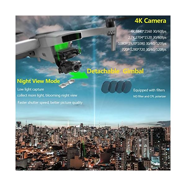 Hubsan Zino 2 Plus Drohne 4K 60FPS Kamera 9KM 35 Minuten 3-Achsen Abnehmbarer(Tragbare Version+ ND Filter) – Bild 3