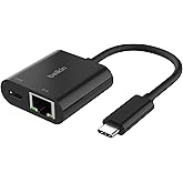 Belkin Connect USB-C to Ethernet + Charge Adapter 100W w/Gigabit Ethernet Port and USB-C Port - 10/100/1000 Mbps for Fast Int