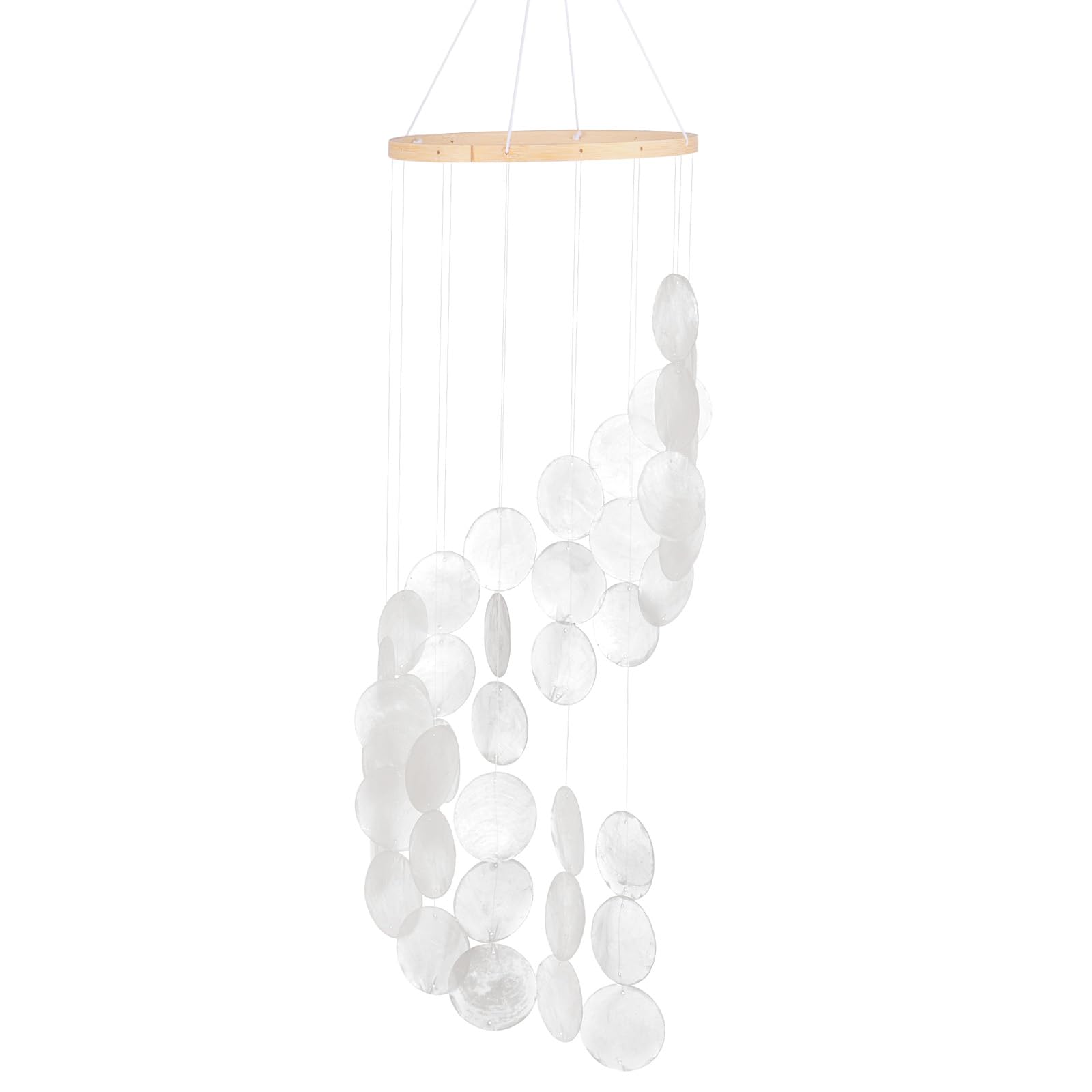 M METERXITY Shell Wind Chime for Outside, Seashell Wind Chime Sea Glass Shell Wind Chime for Outside/Patio/Garden Decor, Handcrafted Wind Chime [White]