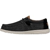 HEYDUDE Men's Wally Washed Canvas Slip On Shoe | Lightweight Casual Loafer | Washed Textile Upper, Elastic Laces, Removable Foam Insole, Flexible Outsole, Cushioned Collar, Packable Construction