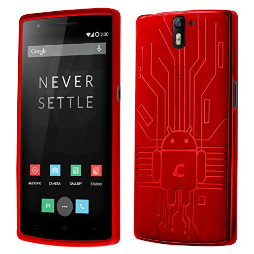 OnePlus One Case, Cruzerlite Bugdroid Circuit TPU Case Compatible for OnePlus One - Red