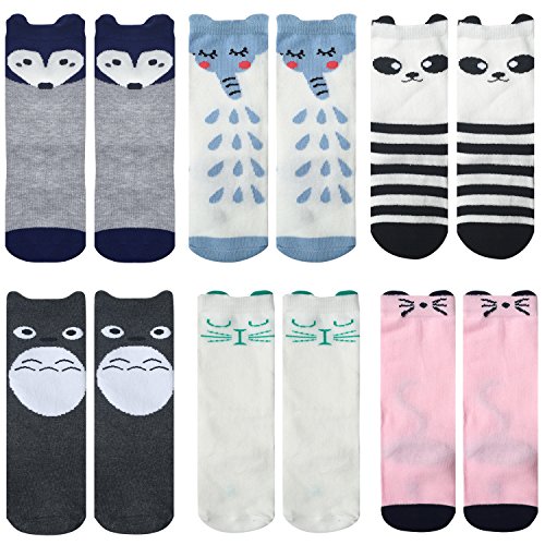 Fasker 6 Pairs Unisex Baby Girls Socks Knee High Socks Animal Baby Stockings