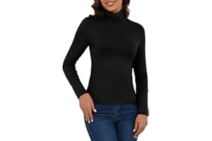 VENTELAN Women's Long Sleeve Turtleneck Shirts Fall Winter Lightweight Base Layer Solid Slim Fit Comfy Thermal Underwear Tops