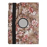 360 Rotating Magnetic Leather Case for iPad 6 with Retina Display,Newest trent Peach Flower Series PU Leather Protector Cover Case with Stand for Apple iPad Air 2(Coffee)