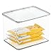 mDesign Plastic Kitchen Pantry and Fridge Storage Organizer Box Containers w/Hinged Lid for Shelves or Cabinets, Holds Food, Snacks, Seasoning, Condiments, Utensils, Lumiere Collection, 4 Pack, Clear