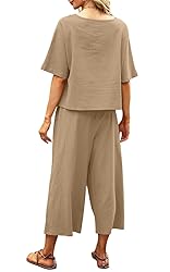 Nfsion Womens Summer 2 Piece Outfits Crewneck Half