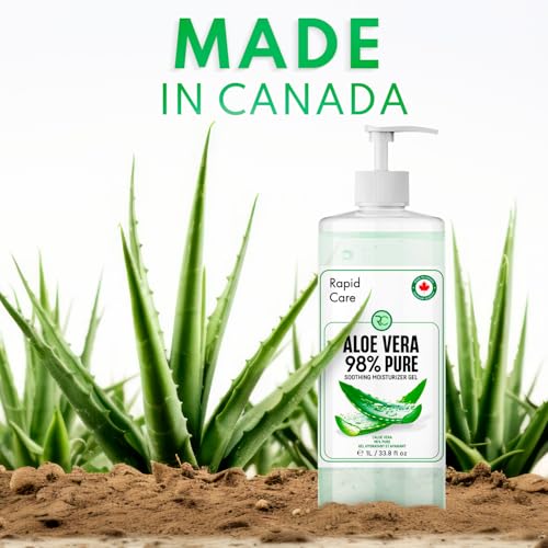 Aloe Vera Gel - 98% Pure - Made In Canada - Organic - 1 Liter - Pump Bottle