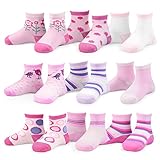 TeeHee Kids Girls Fashion Variety Cotton Crew 9 Pair Pack Gift Box (3-5Y, Vintage)