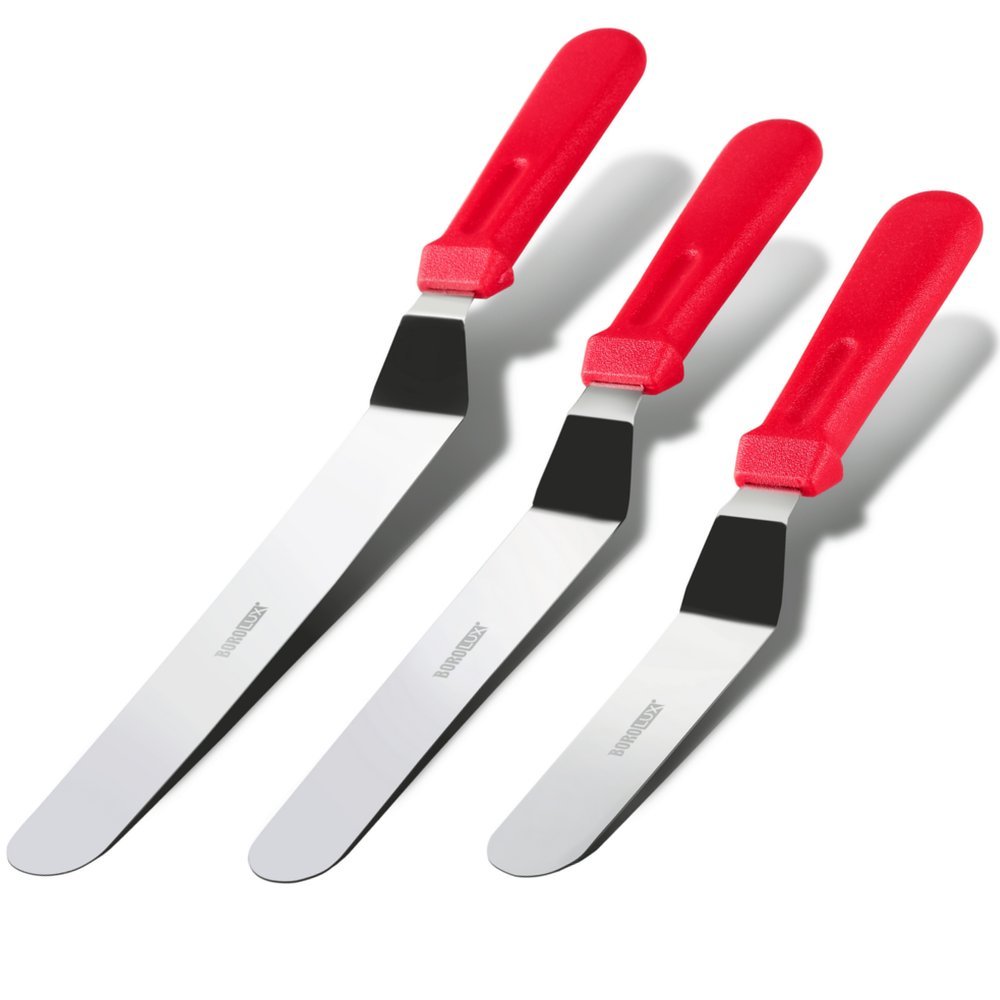 Borolux Cake Decorating Spatulas, Stainless Steel Icing Smoother