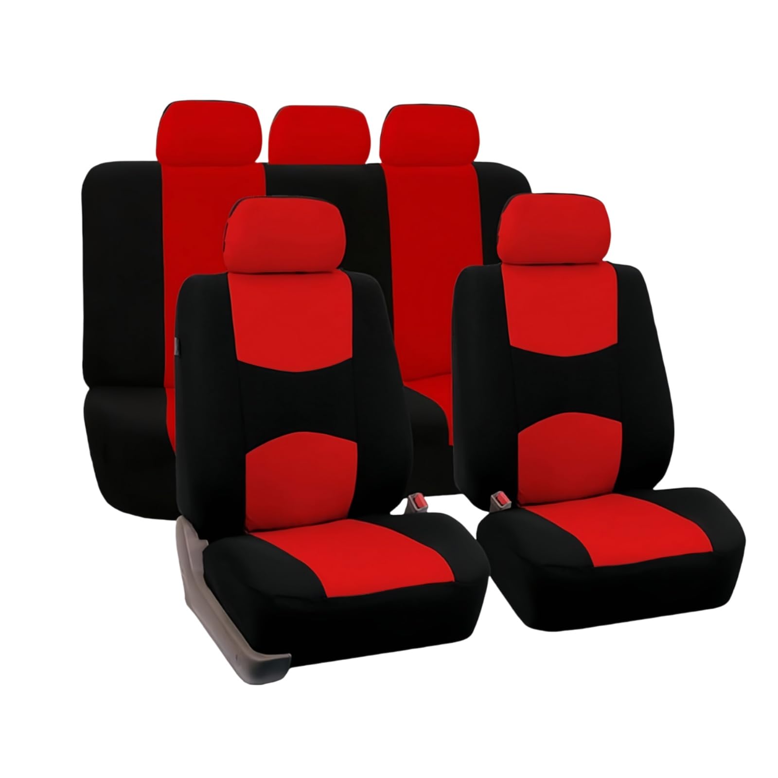 Mioke Car Seat Covers Universal Protector Auto Interior Decoration Breathable Cloth Compatible Full Set (red)