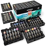 ARTEZA Watercolor Paint, Set of 60 Colors/Tubes (12 ml/0.4 US fl oz) with Storage Box, Rich Pigments, Vibrant, Non Toxic Paints for The Artist, Hobby Painters, Ideal for Watercolor Techniques