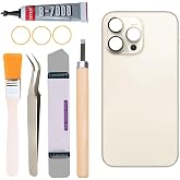 Yuntunele Back Covers Glass Replacement Compatible with iPhone 14 Pro Max 6.7 inches All Carriers with Professional Tool Set (Gold)