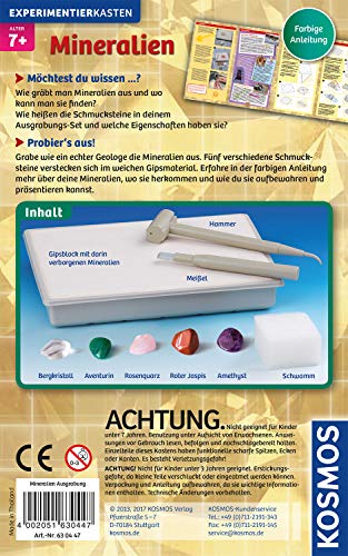 Kosmos 630447 - Mineralien Ausgrabungs-Set, Grabe echte Mineralien selbst aus, mit Hammer und Meißel, Experimentierset für Kinder ab 7 Jahre – Bild 3