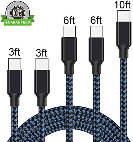 Vanzon USB Type C Cable, 5Pack 2×3FT 2×6FT 10FT Nylon Braided USB C Charger Cable Fast Charging Cord Compatible Samsung Galaxy S9 S8 Plus Note 9/8, LG G6 G7, Moto G6 Play, Google Pixel XL 3/3 XL-Blue