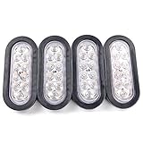4pcs Bright White 6000K Oval 10 LED Clear Lens Backup Reverse Light Grommet Plug Car Truck Trailer RV UTE UTV Van