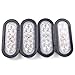 4pcs Bright White 6000K Oval 10 LED Clear Lens Backup Reverse Light Grommet Plug Car Truck Trailer RV UTE UTV Van