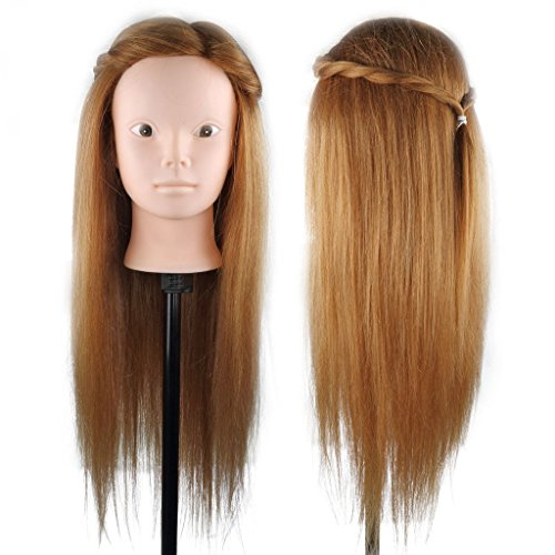 22-24 inches 80% Real Human Hair Hairdressing Cosmetology Mannequin Manikin Training Head - Diana