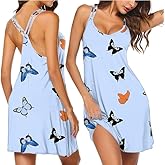 Ekouaer Women's V Neck Sleeveless Nightgown