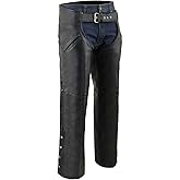 Milwaukee Leather Chaps for Men's Black Leather Slash Pocket- Snap Out Thermal Lined Motorcycle Riders Chap- SH1103