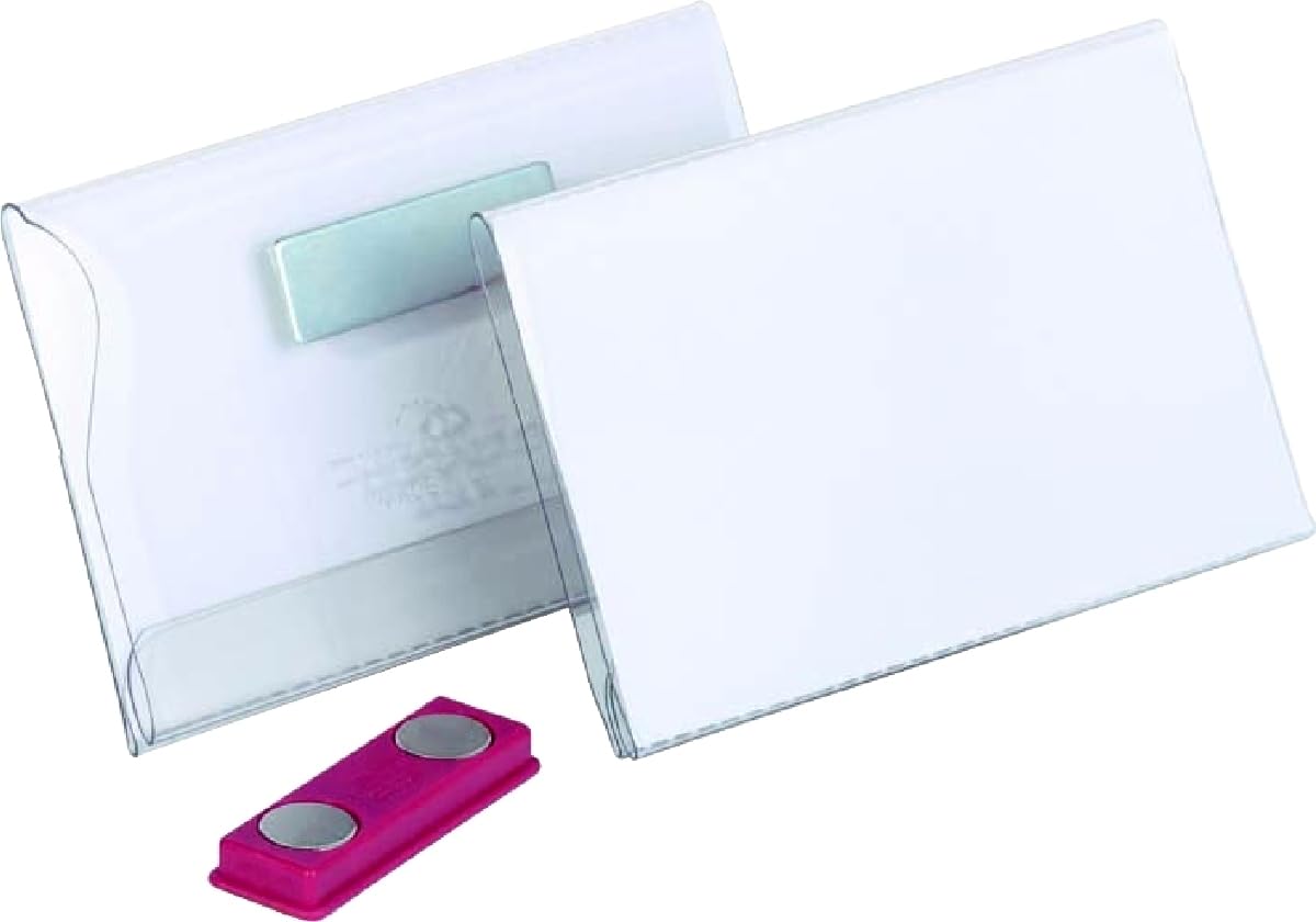 Durable Name Badge 54 x 90mm with Magnet Transparent - Pack of 25 Badges - Includes Blank Insert Cards - Perfect For Events and Visitor Management — image 1