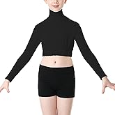 SPOFOR Girl's Turtleneck Long Sleeve Crop Top Sportswear Zipper Back Cheer Leading Dance Performances