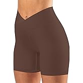 keriffe Womens Crossover Biker Shorts 5" High Waisted Yoga Workout Athletic Running Spandex Shorts