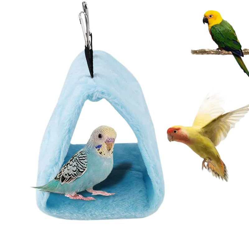 CQJ Bird Nest Snuggle Hut Soft Plush Hammock Hanging Cage Tent For Birds Parrot Winter Warm Bed Pet Toy for Hamster Parrot Macaw Budgies Eclectus Parakeet Cockatiels Cockatoo Lovebird (Blue)