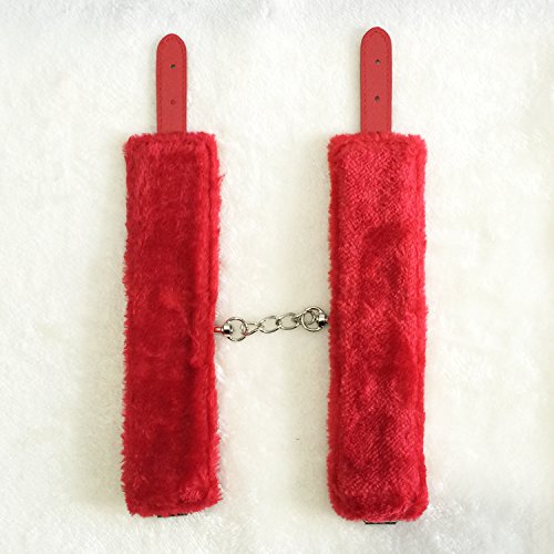 Fashion Leather Handcuffs Cuffs Adjustable Plus Sleeping Mask Set (Pink) (Red)