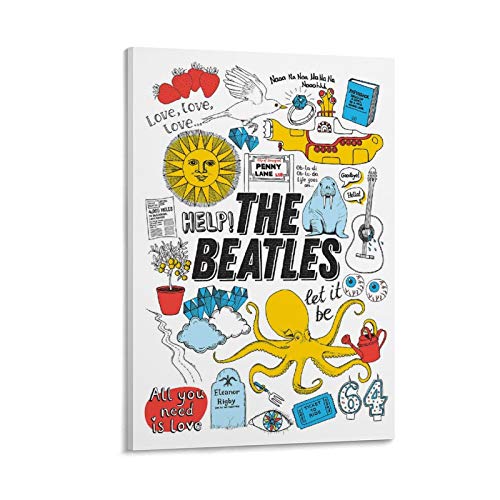 XYDQ Poster décoratif sur toile avec paroles de la chanson des Beatles 40 x 60 cm - Les Beatles, Paul McCartney, John Lennon, RIngo Starr, George Harrison XYDQ Poster décoratif sur toile avec paroles de la chanson des Beatles 40 x 60 cm