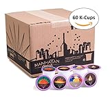 Manhattan Roast Variety Pack of 4 Signature Blends 'Empire Blend 'Times Brew 'Liberty Brew 'Chrysler Brew' Single Serve Coffee Freshcup works in most Keurig KCup Brewers 60 Count Box