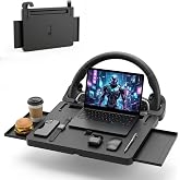 CNO GLOBAL 3-in-1 Steering Wheel Tray, Car Desk for Laptop, Food Tray for Eating &amp; Work, Adjustable Car Table with Drawer &amp; Anti-Slip Design, Multipurpose Travel Car Accessories