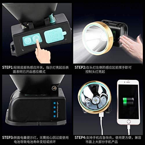 LED-Scheinwerfer, helles Licht, Sensor, Minenlampe, Aufladen über lange Reichweite, 3000 ultra-helle Scheinwerfer, Reis… – Bild 3