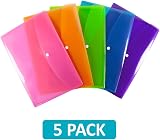 SUMMIT A4+ Heavy Duty Plastic Popper Wallets Pack of 5 Assorted Colours view 2