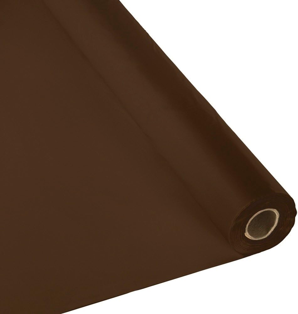 Schorin Plastic Party Banquet Table Cover Roll - 300 ft. x 40 in. - Disposable Tablecloth (Brown)
