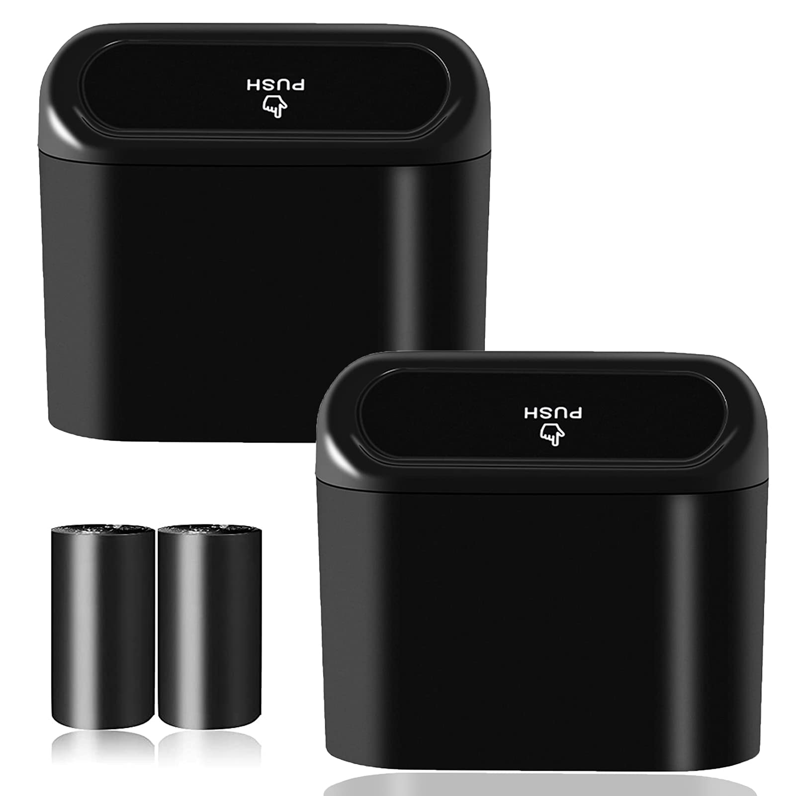 Photo 1 of Car Trash Can Bin with Lid - 2 Packs Universal Vehicle Mini Leakproof Garbage Can Bin with 40pcs Trash Bags Car Organizers and Storage for Front Back Seat Accessories for Auto Office Home(Black)
