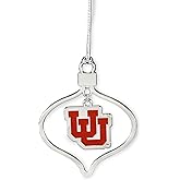 Fan Frenzy Gifts Utah Oval 2 Piece Silver Colored Ornament Utes