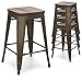 Best Choice Products 24in Metal Industrial Distressed Bar Counter Stools w/Wooden Seat Top, Set of 4, Copper