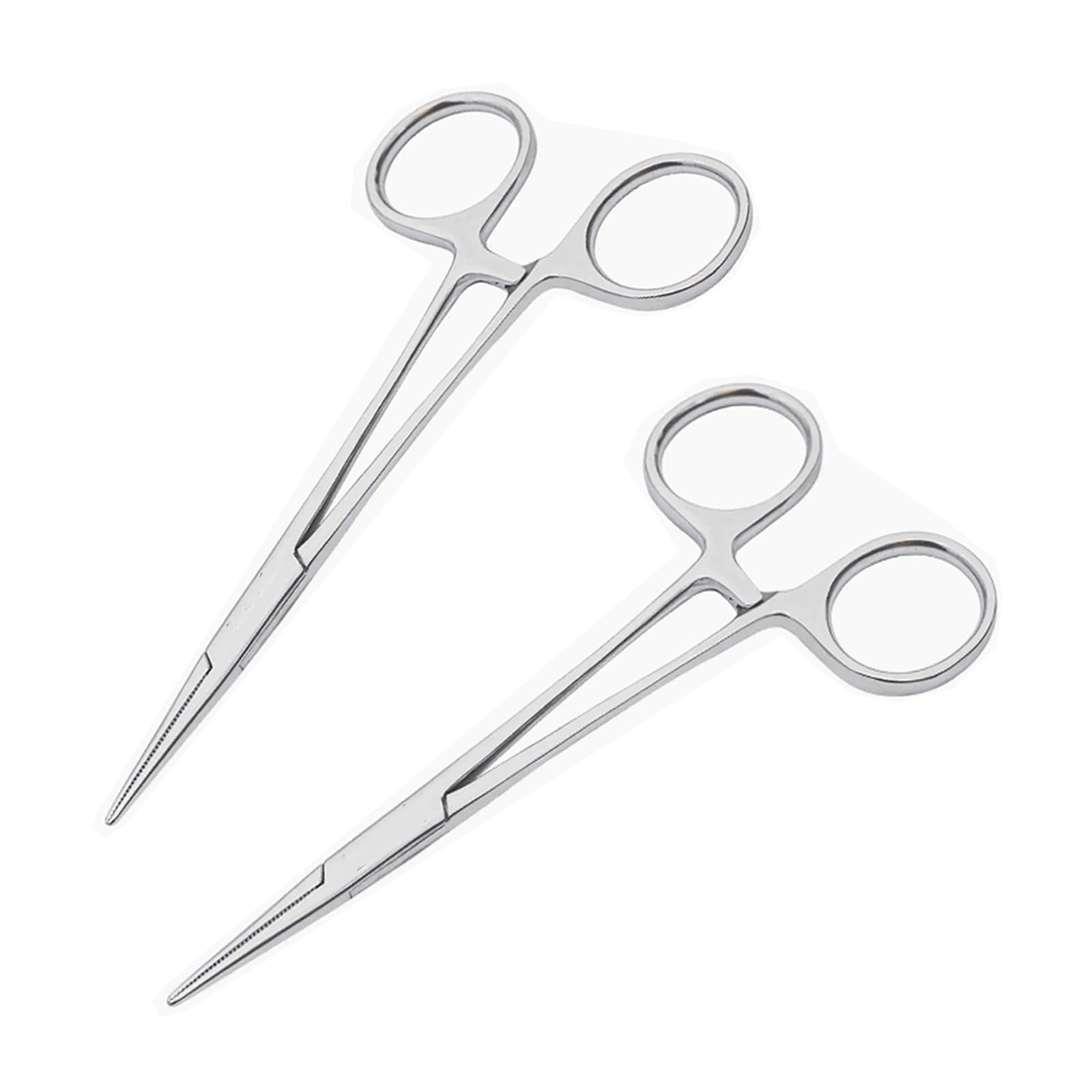 2 Pcs Locking Pliers Piercing Pliers, 12.5cm Self-Locking Fishing Forceps, Multipurpose Stainless Steel Tweezers Pincers with Powerful Serrated Jaw for End Sewing Soldering DIY Crafting Pet Grooming