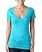 Ladies Burnout Deep V-Neck Tee (Tahiti Blue) (2X-Large)