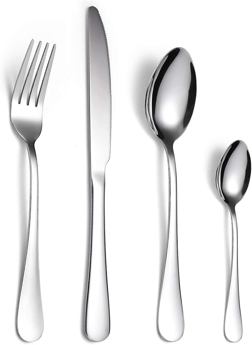 16-Piece Cutlery Set for 4 Persons-Ben & Bel Stainless Steel Knife, Fork and Spoon Tableware Set-Easy-Clean & Dishwasher-Safe