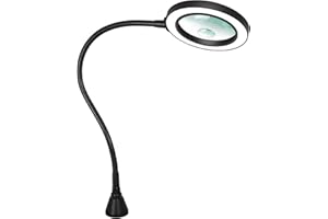 NEWACALOX Magnetic Magnifying Lamp, 3 Color Modes, 10X&5X Magnifying Glass, Flexible Gooseneck, Soldering Helping Hands Base Station