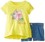 Nautica Baby Girls' High Low Graphic Tee and Chambray Short Set