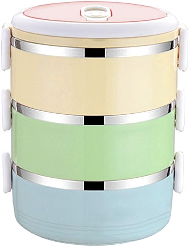 3 PCS 3 Tier Thickened Stainless Steel Lunch Box Set Bento Box Food Container for Kids Students Office Snack Food Random Color