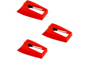 3Pcs Record Player Needle, Turntable Replacement Needle Durable Record Player Needle Replacement for Vinyl Record Player (Red