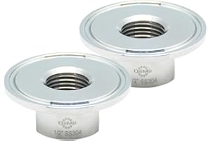 QiiMii Sanitary Female Threaded Pipe Fitting to 1.5 Inch Tri Clamp (OD 50.5mm Ferrule) (Pipe Size: 1/2" NPT)2 PACK