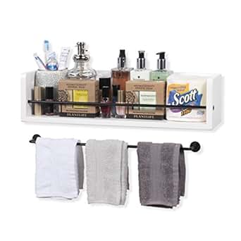 floating bathroom shelf with rail