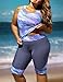 GLUDEAR Womens Color Block Boyleg Plus Size Surf Swim Suit Rash Guard,Blue,XXL