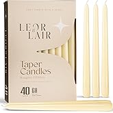 Leor & Lair Ivory Taper Candles – 40 Pack Bulk Taper Candles – 10" Elegant Ivory Candlesticks for Weddings, Restaurants, Holiday Events, Home Decoration & Everyday Ambiance