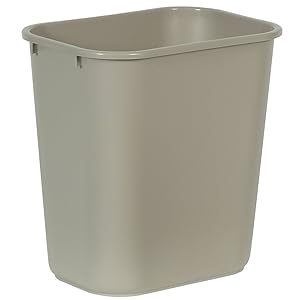 Rubbermaid Commercial Standard Wastebasket, 15&quot x 10.3&quot x 14.4&quot, Beige