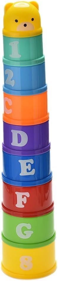 Numbeast Stack & Nest Plastic Cups Rainbow Stacking Tower Educational Stacking Kids Toy